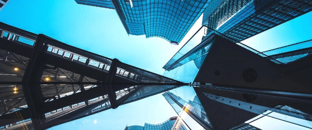 Modern office building close up in Hong Kong