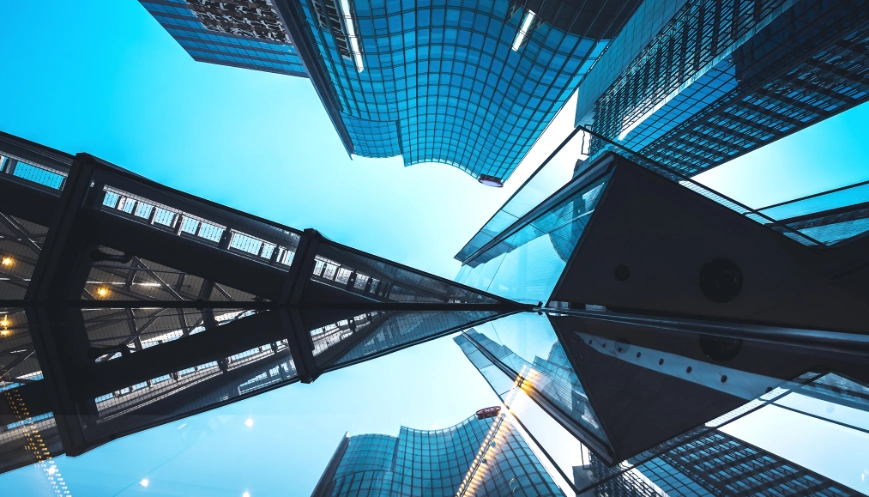 Modern office building close up in Hong Kong